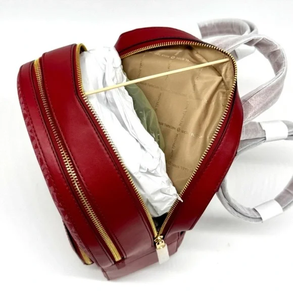 Michael Kors Jaycee Medium Signature Logo Backpack Cherry - Picture 9 of 12